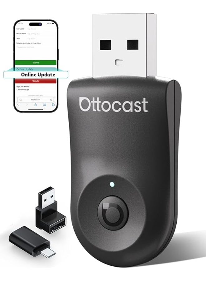 أوتوكاست محول OTTOCAST Mini Dongle 2 في 1 اللاسلكي للعبة CarPlay لأجهزة Apple iPhone مع خاصية تمرير GPS، ومحول Android Auto للسيارة، سهل الاستخدام، يحول نظام CarPlay السلكي إلى لاسلكي، ويدعم USB وUSB-C، بدون أي تأخير. - Image 1